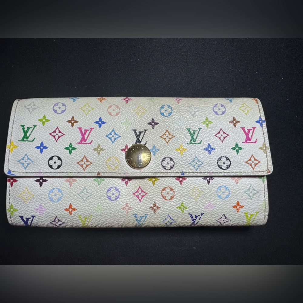 LOUIS VUITTON Multicolor Portefeuille Sarah Wallet White